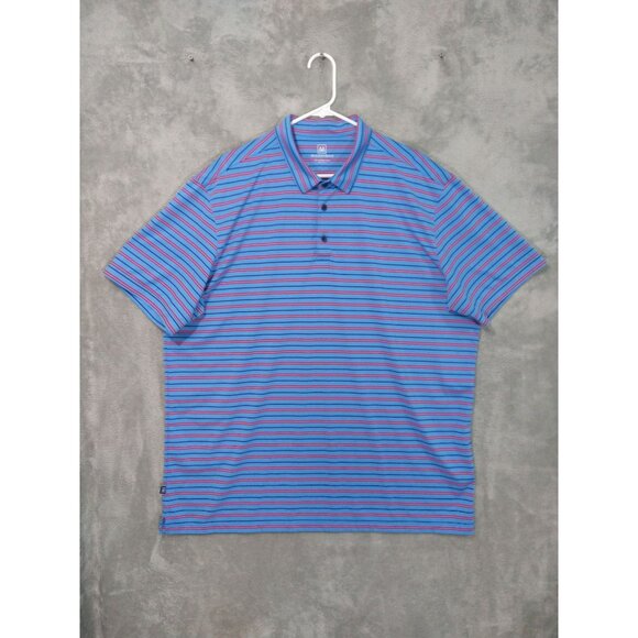 Mizzen + Main Other - Mizzen Main Shirt Mens 2XL Blue Striped Versa Polo Short Sleeve Golf Preppy